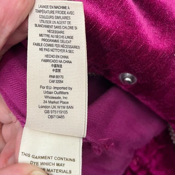 Free People Velvet Trucker Jacket Women’s Size XS/S Fuchsia Pink Oversized Snap - Picture 8 of 15
